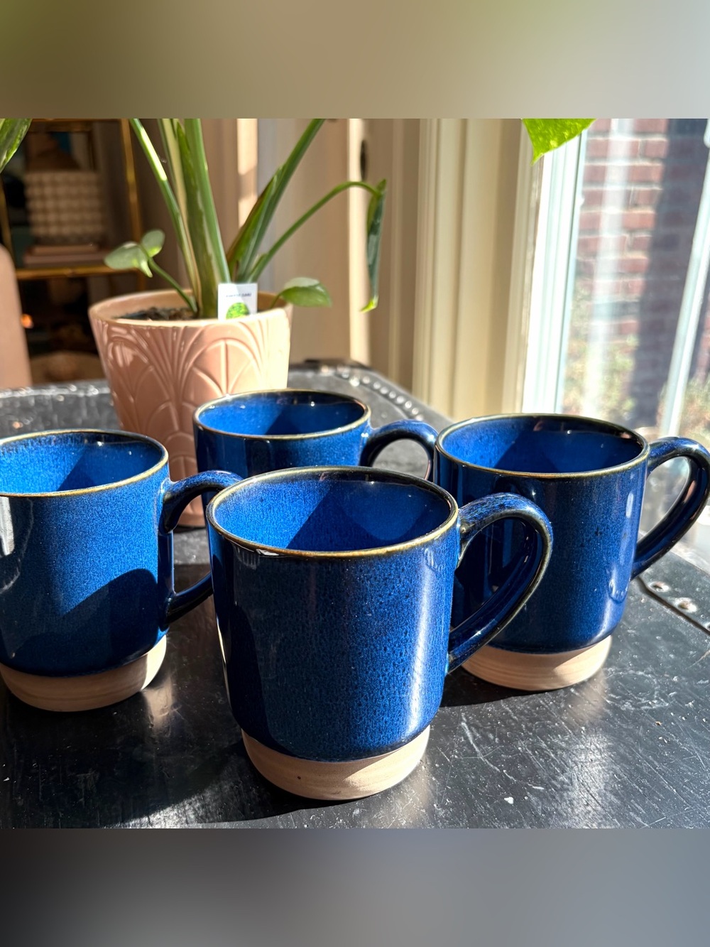 Northern Lights Blue Stoneware mugs set of 4